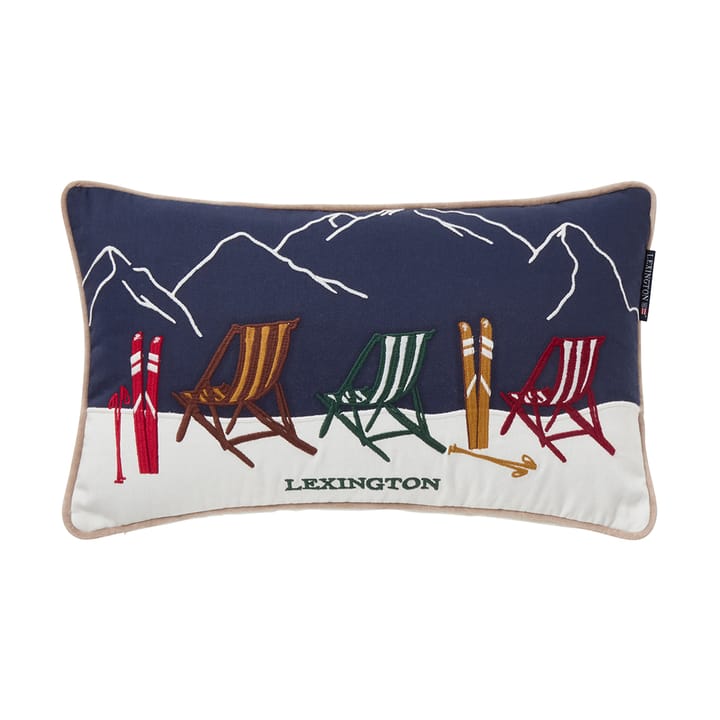 Ski resort ekologinen puuvilla twill tyyny 30x50 cm - Valkoinen–Dark blue - Lexington
