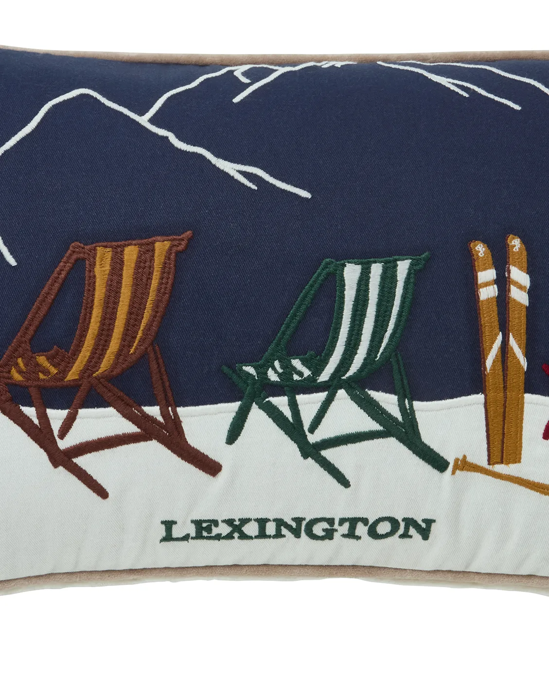Ski resort ekologinen puuvilla twill tyyny 30x50 cm, Valkoinen–Dark blue Lexington