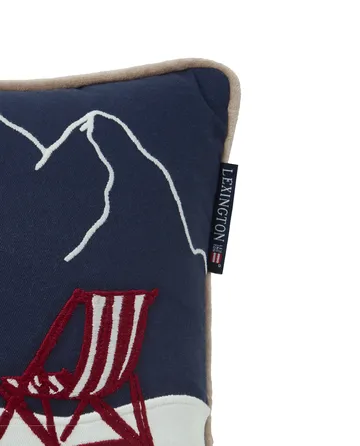 Ski resort ekologinen puuvilla twill tyyny 30x50 cm - Valkoinen–Dark blue - Lexington