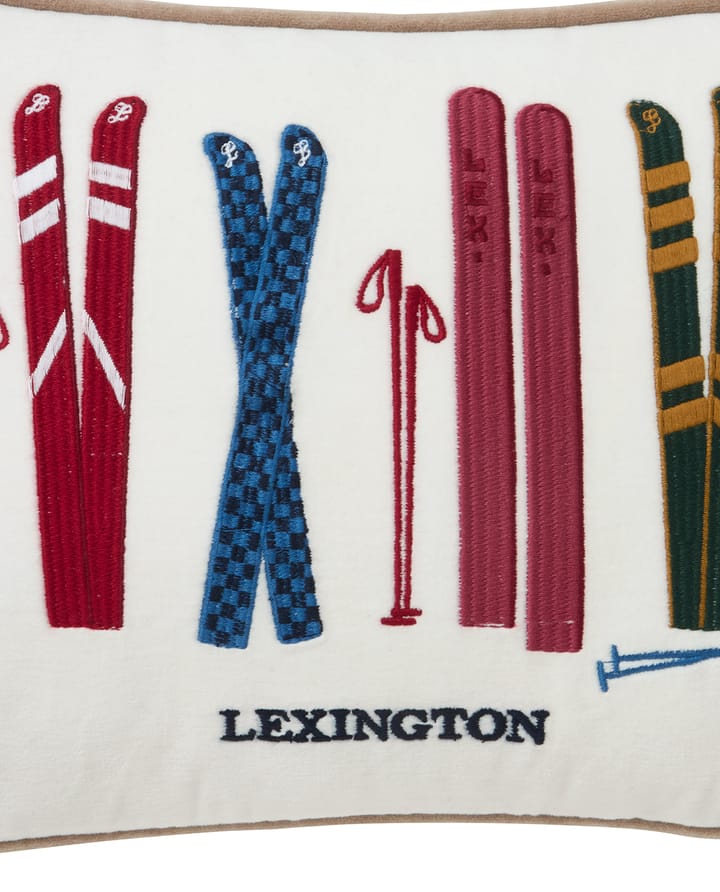 Skis and Poles eko. samettipellavatyyny 30x40 cm, White multi Lexington
