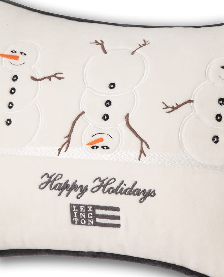 Snowmen Embroidered Cotton Velvet -tyyny 30 x 40 cm - Snow white-dark gray - Lexington