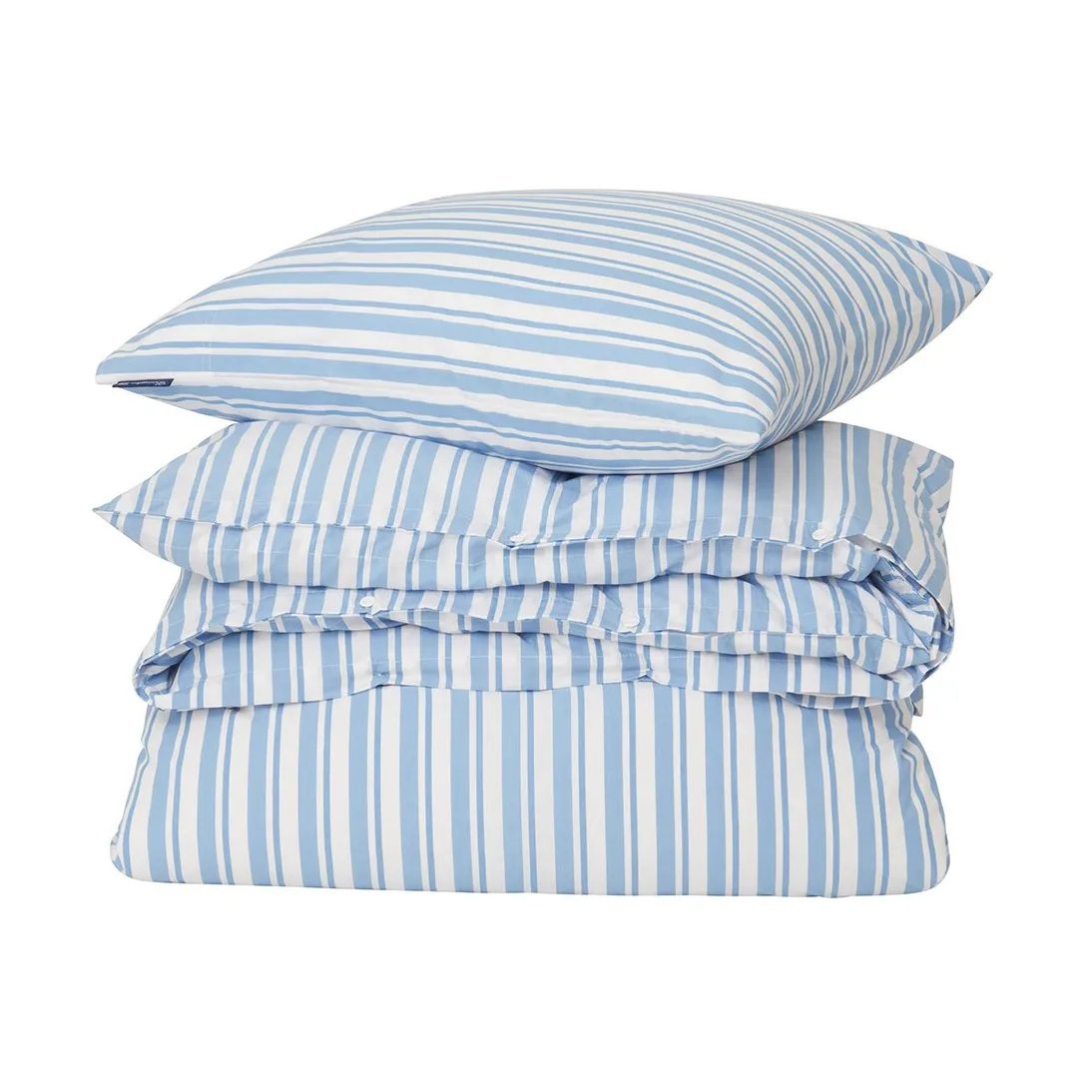 Striped Cotton Poplin -pussilakanasetti, White-Blue, 1 tyynyliina Lexington