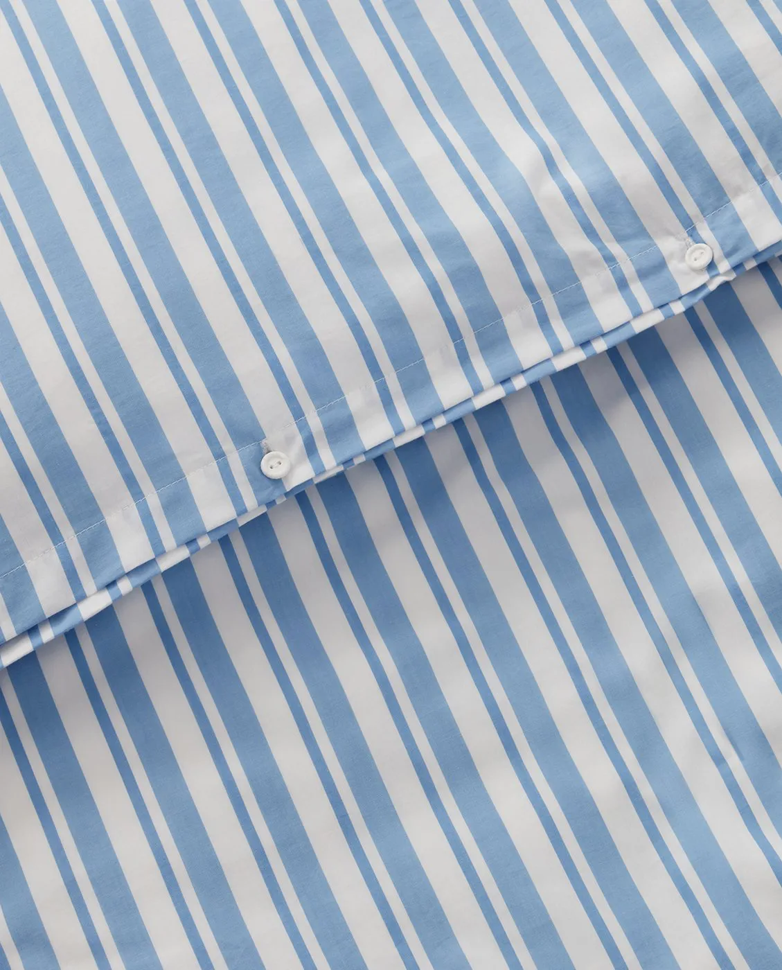 Striped Cotton Poplin -pussilakanasetti, White-Blue, 1 tyynyliina Lexington