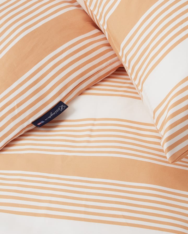 Striped Cotton Sateen -pussilakanasetti 150 x 210 cm, Beige-valkoinen Lexington