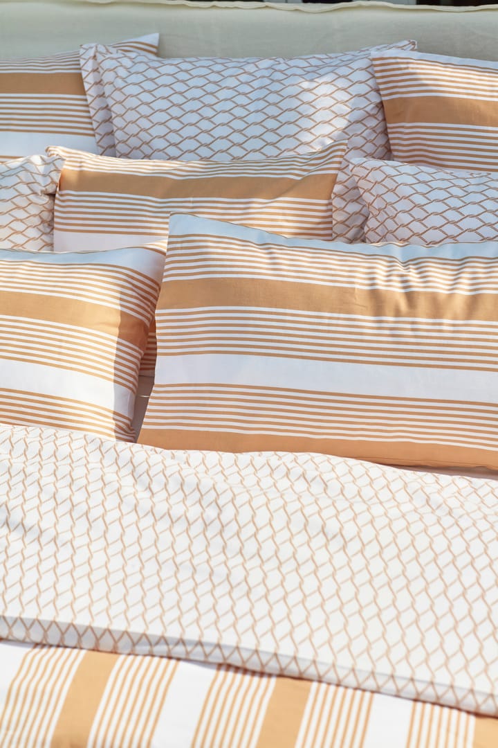 Striped Cotton Sateen -pussilakanasetti 150 x 210 cm, Beige-valkoinen Lexington