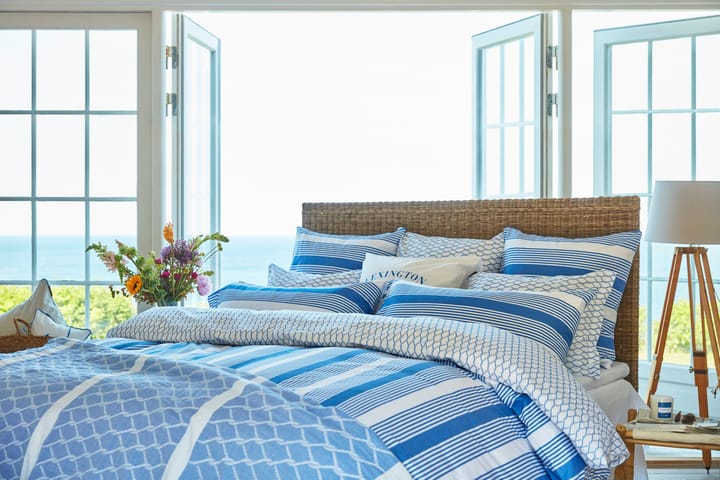 Striped Cotton Sateen -pussilakanasetti 150 x 210 cm, Sininen-valkoinen Lexington