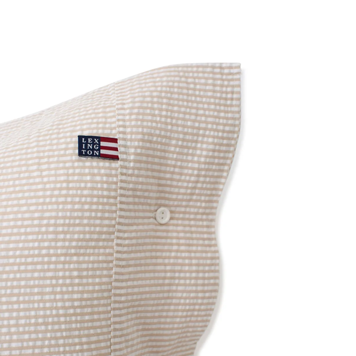 Striped Cotton Seersucker -tyynyliina 65 x 65 cm, Beige-valkoinen Lexington