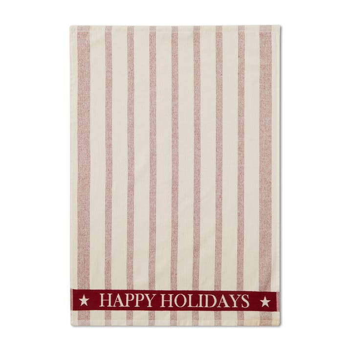 Striped Cotton Terry jacquard -keittiöpyyhe 50 x 70 cm - Beige-red - Lexington