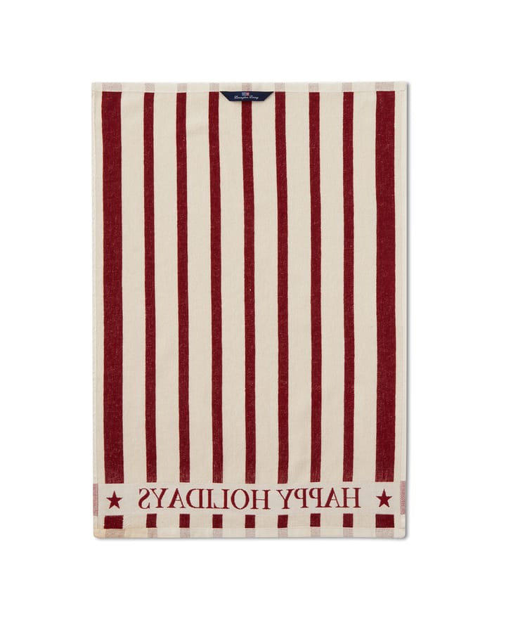 Striped Cotton Terry jacquard -keittiöpyyhe 50 x 70 cm, Beige-red Lexington
