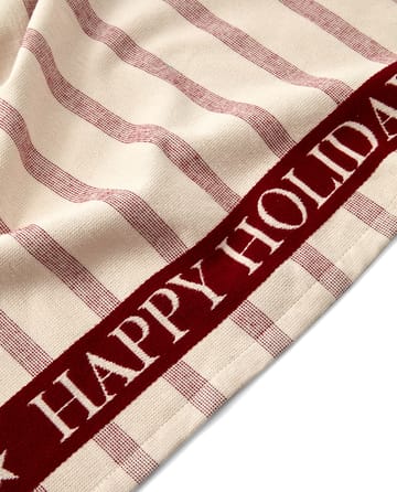Striped Cotton Terry jacquard -keittiöpyyhe 50 x 70 cm - Beige-red - Lexington