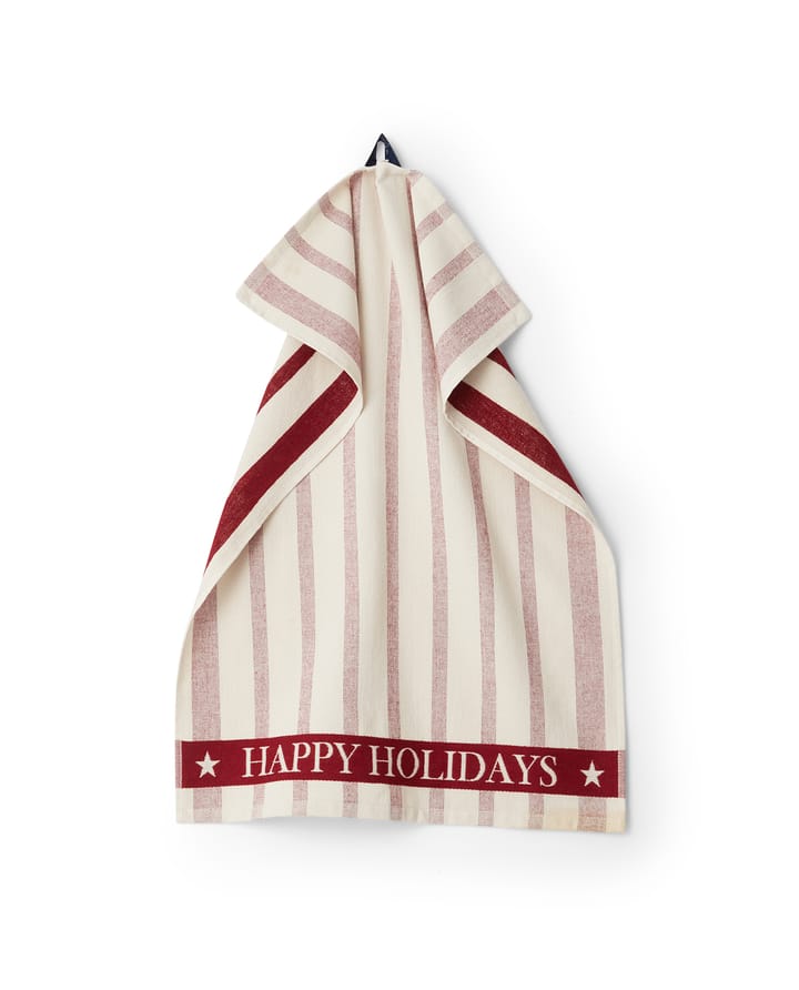 Striped Cotton Terry jacquard -keittiöpyyhe 50 x 70 cm, Beige-red Lexington