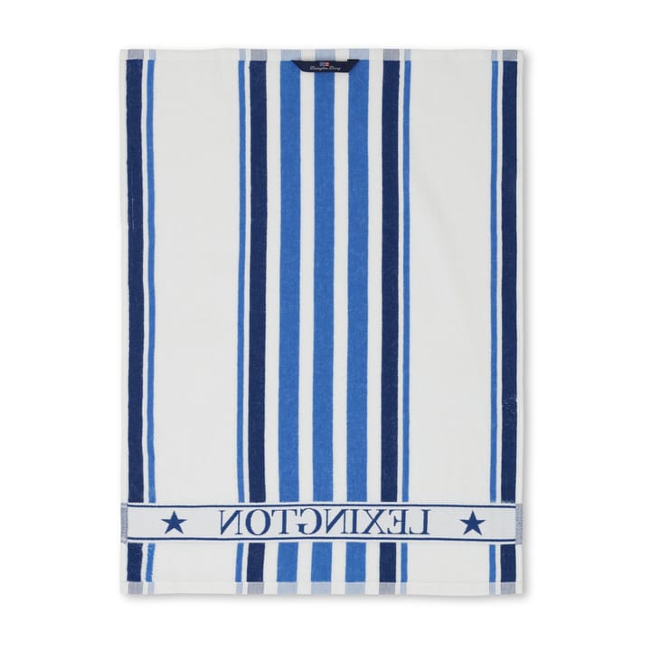 Striped Cotton Terry -keittiöpyyhe 50x70 cm - White-blue - Lexington