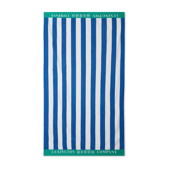 Striped Cotton Terry -rantapyyhe 100 x 180 cm - Sininen-valkoinen-vihreä - Lexington