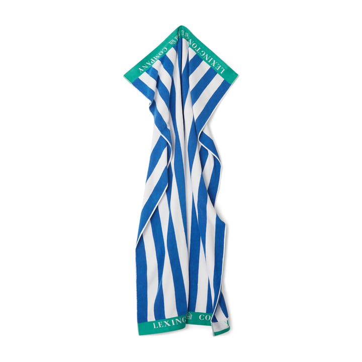 Striped Cotton Terry -rantapyyhe 100 x 180 cm, Sininen-valkoinen-vihreä Lexington