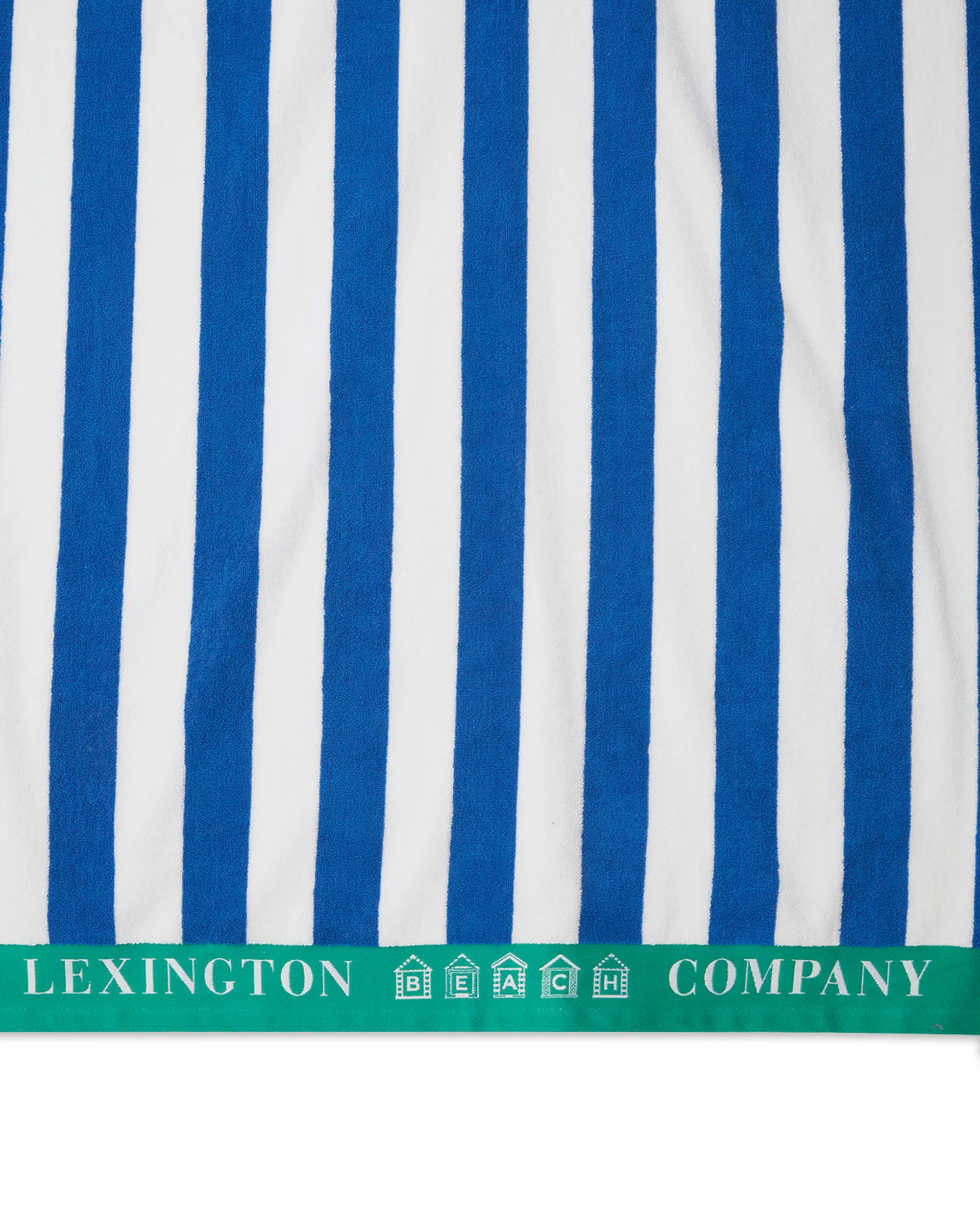 Striped Cotton Terry -rantapyyhe 100 x 180 cm, Sininen-valkoinen-vihreä Lexington