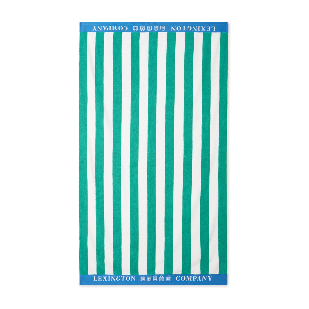 Lexington Striped Cotton Terry -rantapyyhe 100 x 180 cm Vihreä-sininen-valkoinen