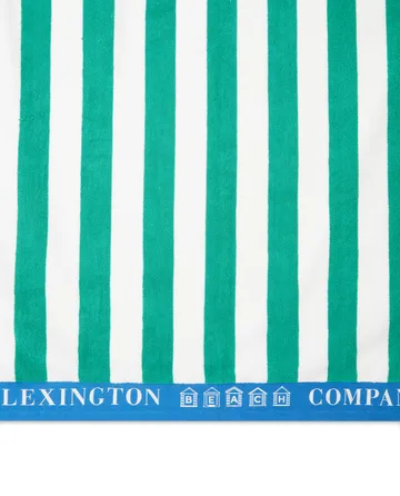 Striped Cotton Terry -rantapyyhe 100 x 180 cm - Vihreä-sininen-valkoinen - Lexington