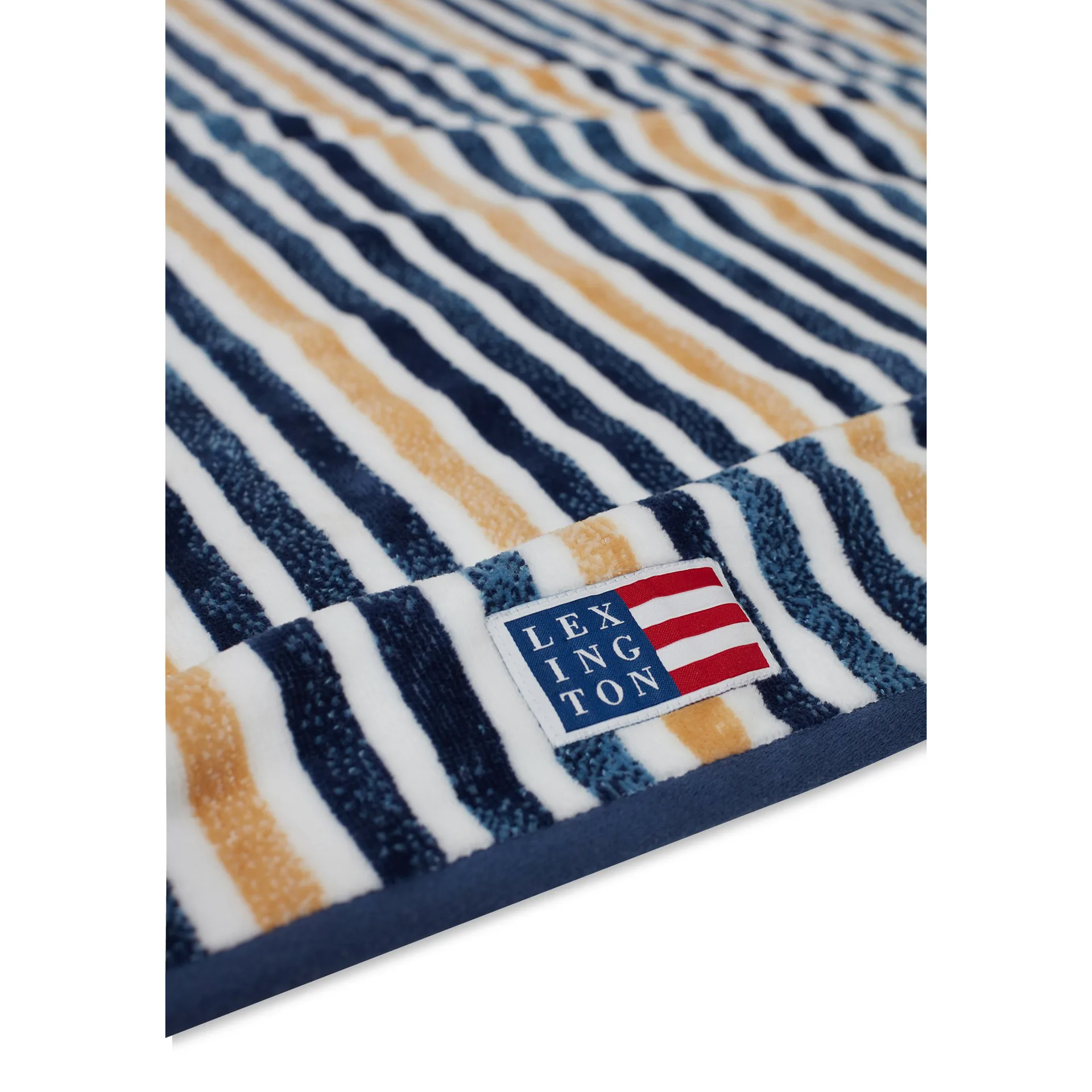 Striped Cotton Velour -kylpypyyhe 100x180 cm, Blue-white-oat Lexington