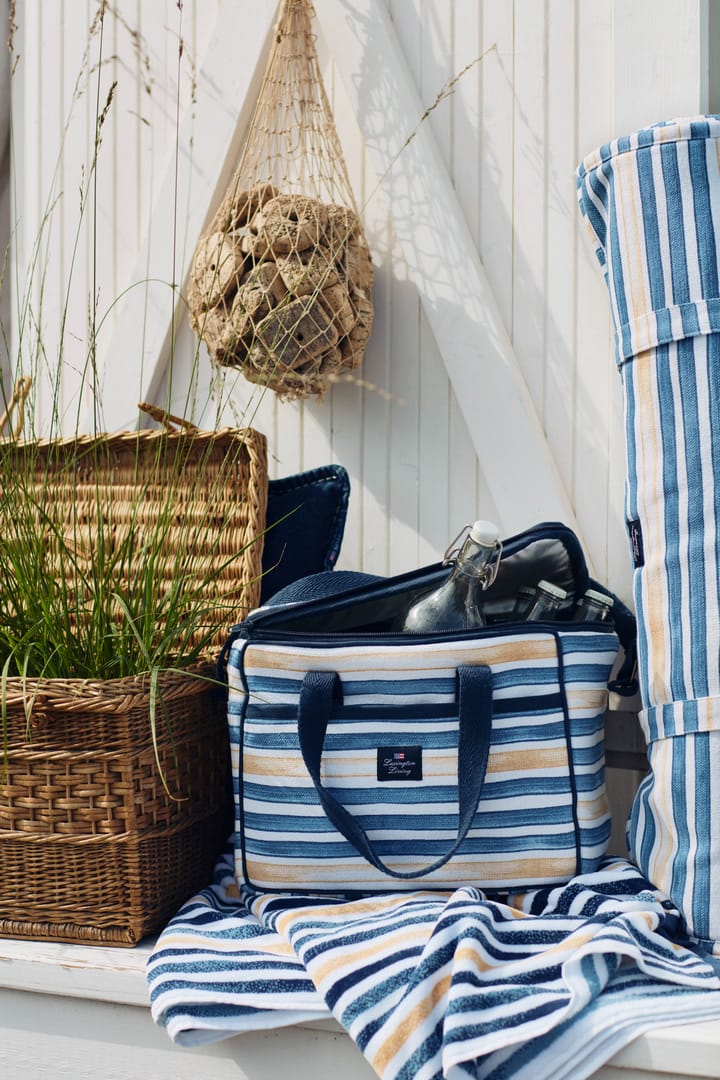 Striped Cotton Velour -kylpypyyhe 100x180 cm, Blue-white-oat Lexington