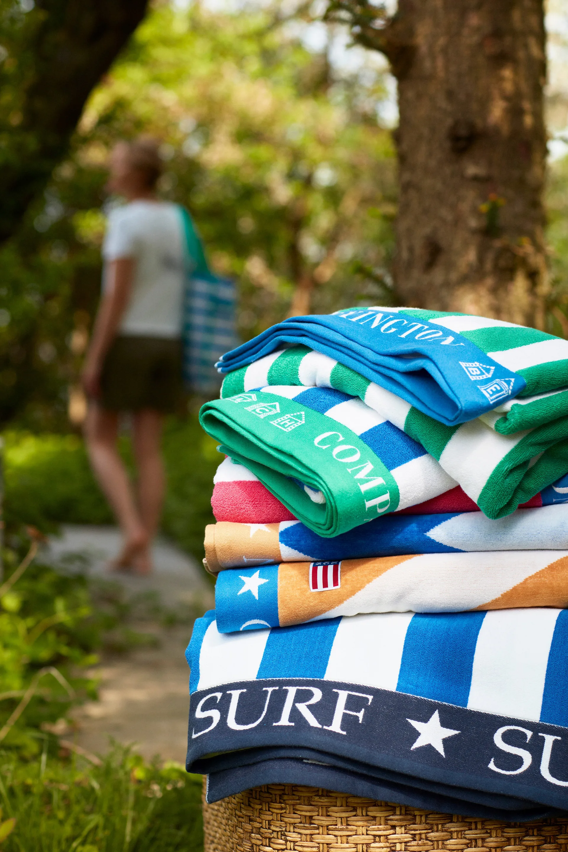 Striped Family -rantapyyhe 200 x 180 cm, Sininen-valkoinen Lexington