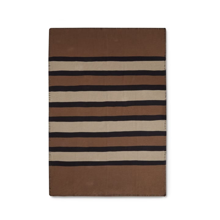 Striped Knitted Cotton -torkkupeitto 130 x 170 cm - Brown-beige-dark gray - Lexington