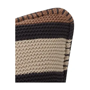 Striped Knitted Cotton -tyynynpäällinen 50 x 50 cm - Brown-dark gray-light beige - Lexington
