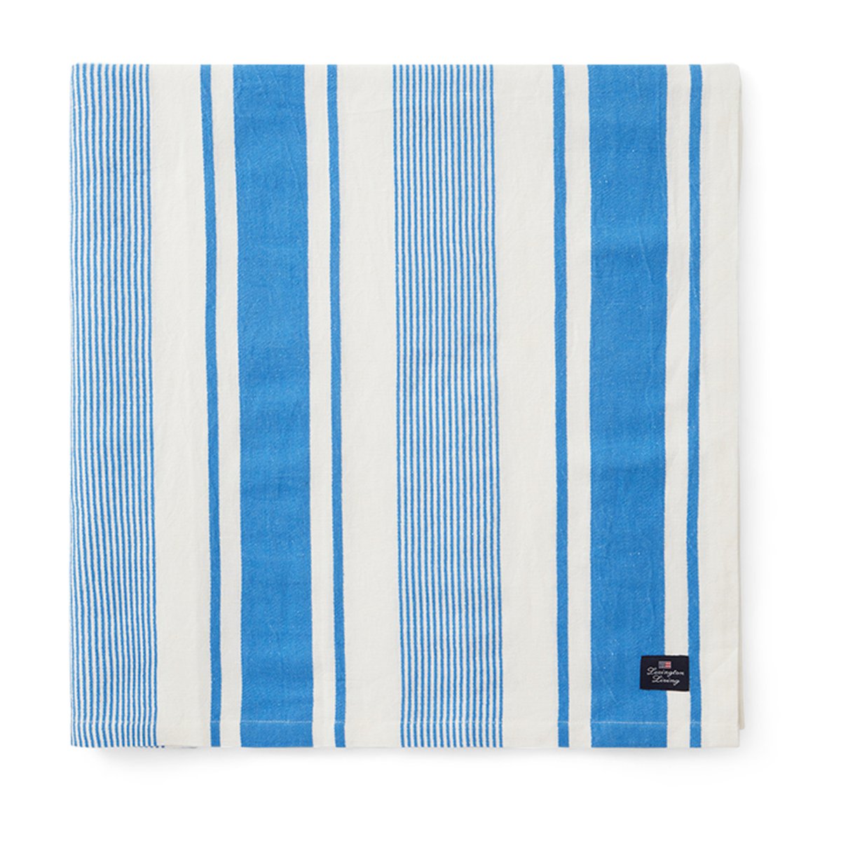 Lexington Striped Linen Cotton -pöytäliina 150 x 250 cm Sininen-valkoinen