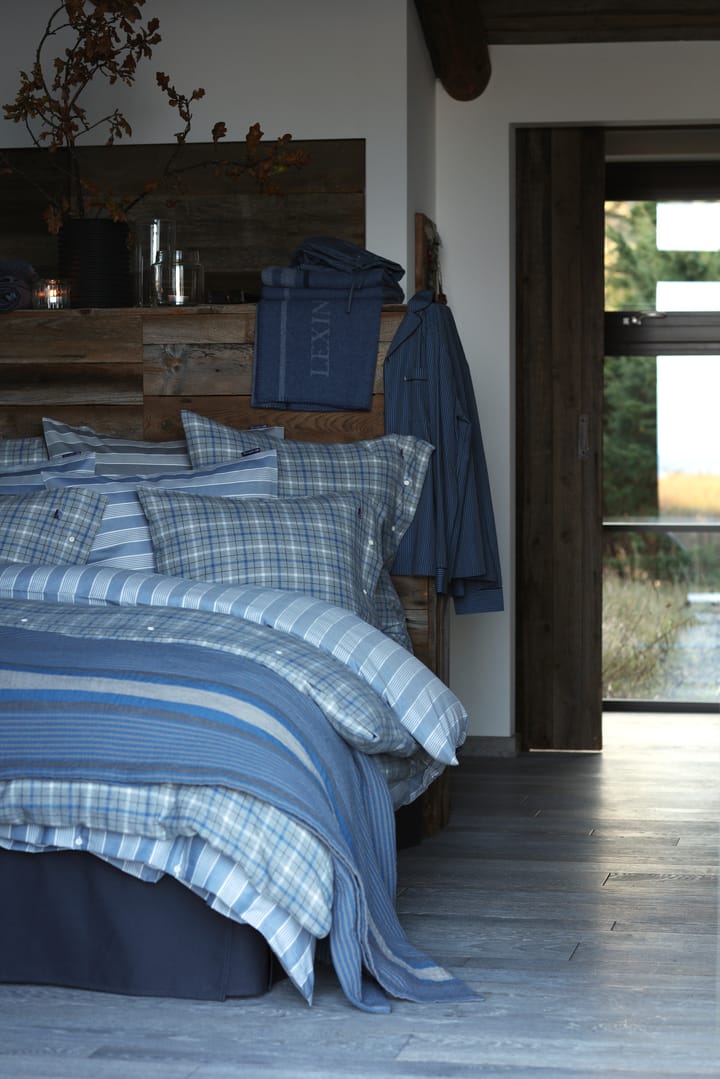 Striped Lyocell Cotton pussilakana 150x210 cm, Blue-white Lexington