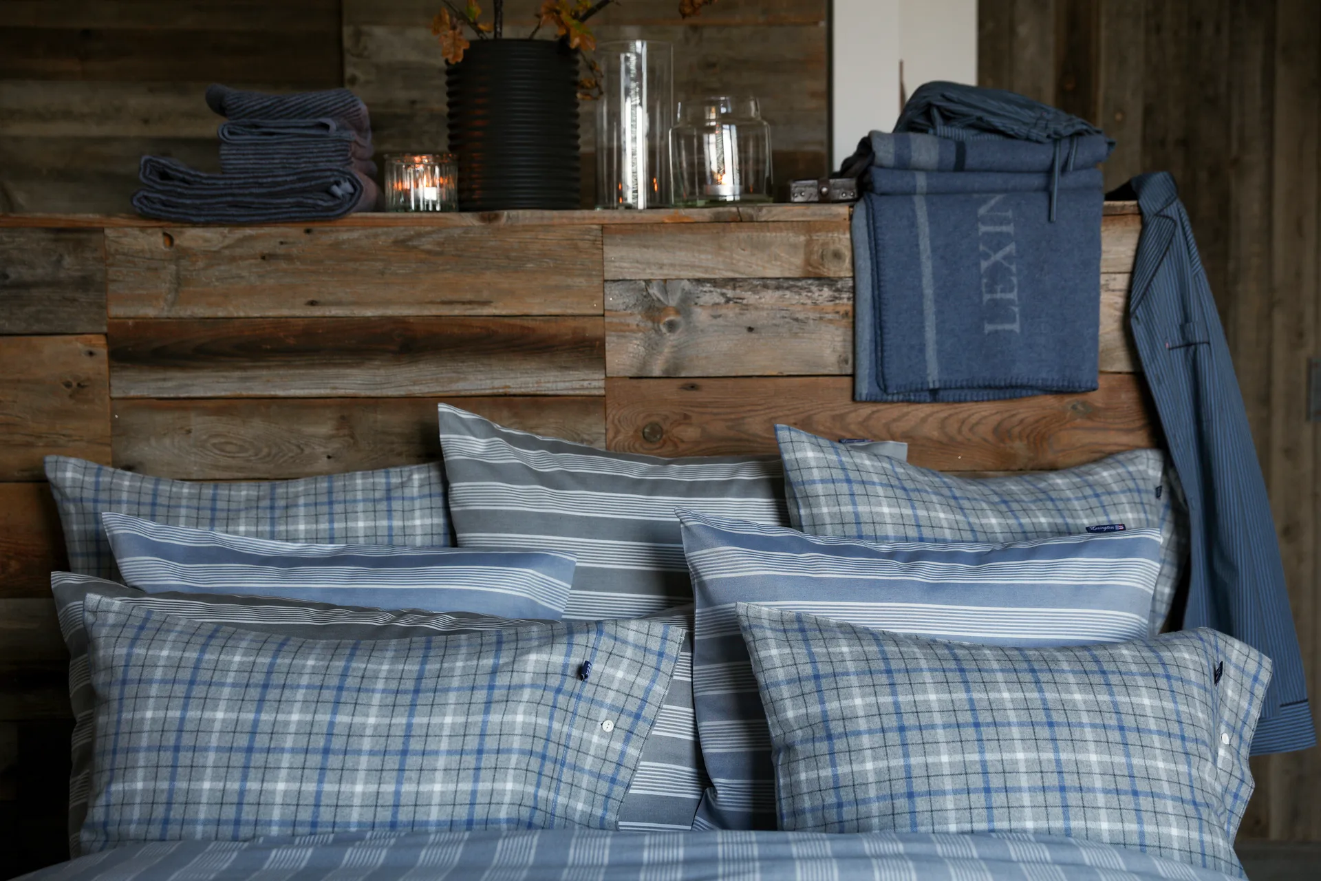 Striped Lyocell Cotton tyynyliina 50x60 cm, Gray-white Lexington