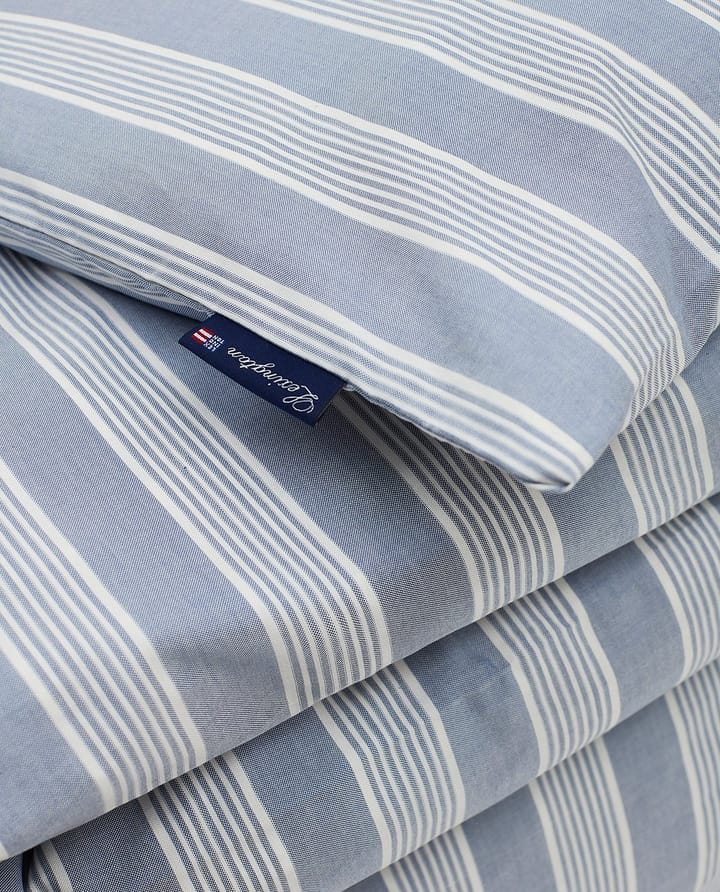 Striped lyocell-puuvillapussilakana 220 x 220 cm, Blue/Off White Lexington