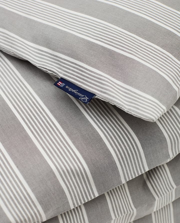 Striped lyocell-puuvillapussilakana 220 x 220 cm, Gray/Off White Lexington