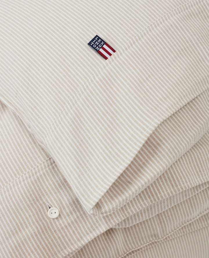 Striped Organic Cotton Flannel pussilakana 150x210 cm - Beige-off white - Lexington