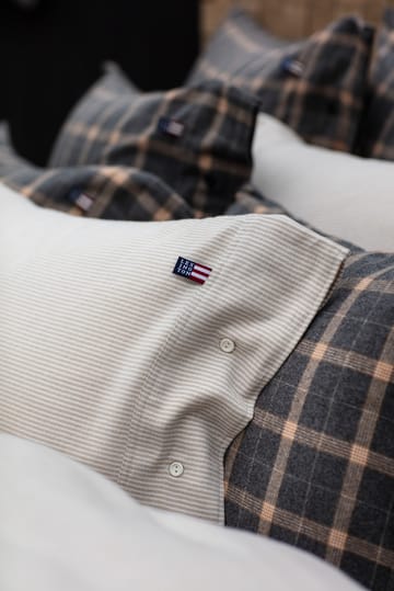 Striped Organic Cotton Flannel pussilakana 150x210 cm - Beige-off white - Lexington
