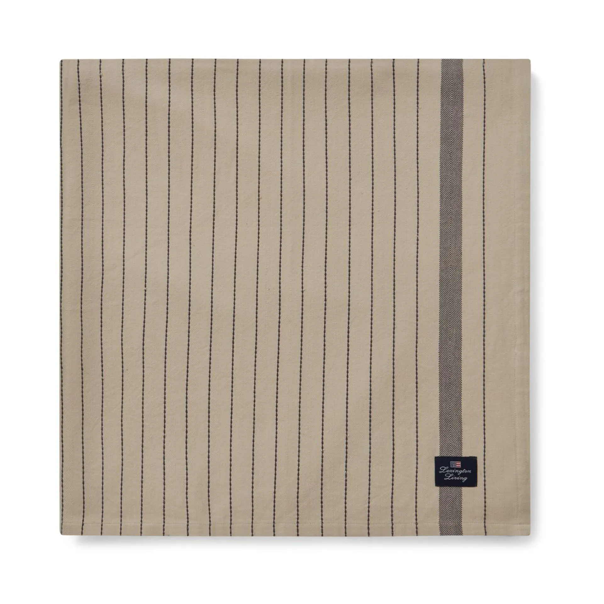 Striped Organic Cotton -pöytäliina 150 x 350 cm, Beige-dark grey Lexington
