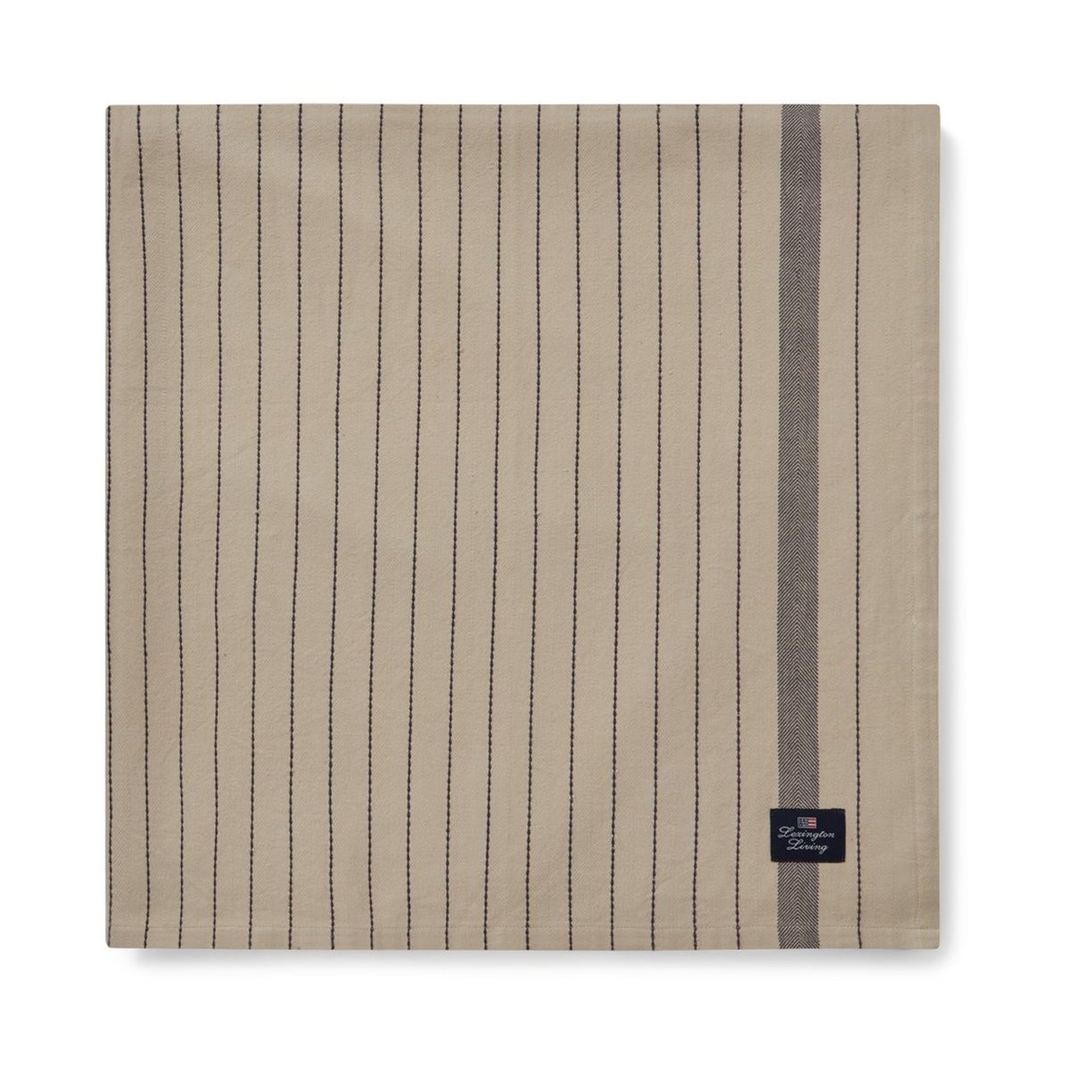Lexington Striped Organic Cotton -pöytäliina 150 x 350 cm Beige-dark grey