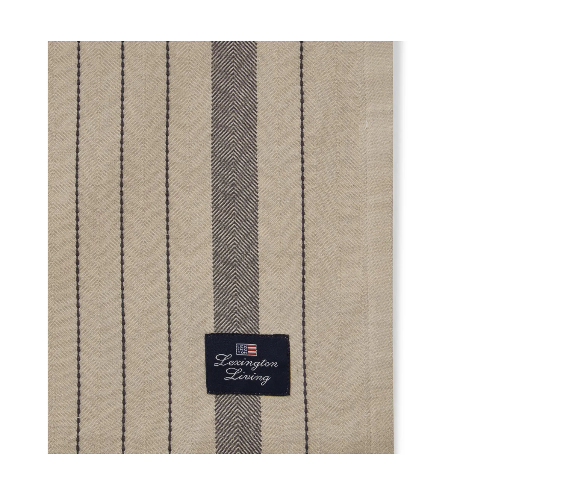 Striped Organic Cotton -pöytäliina 150 x 350 cm, Beige-dark grey Lexington