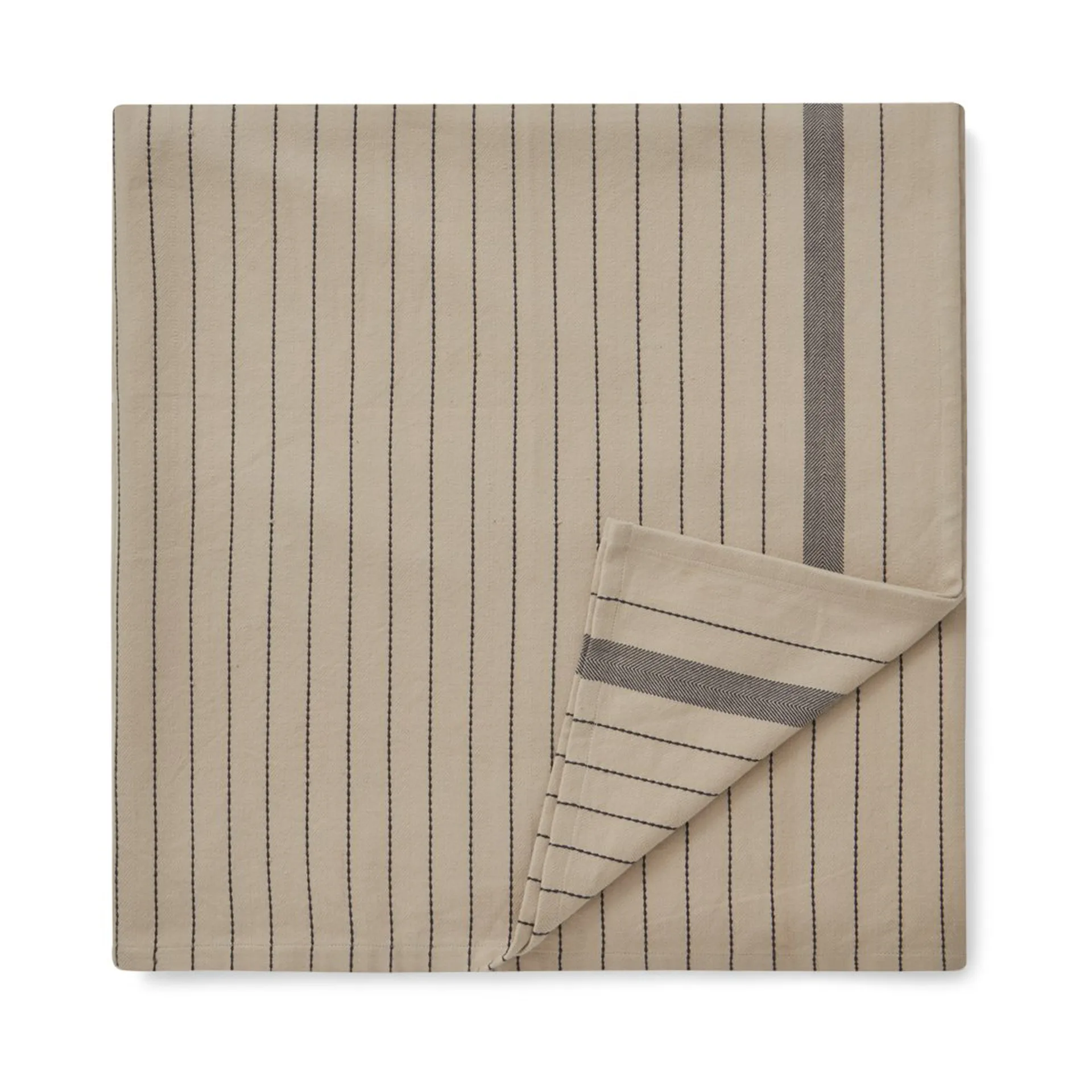 Striped Organic Cotton -pöytäliina 150 x 350 cm, Beige-dark grey Lexington
