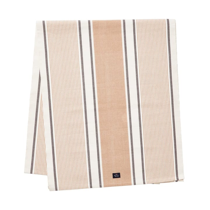 Striped Organic Cotton pöytäliina 50x250 cm - White-beige - Lexington