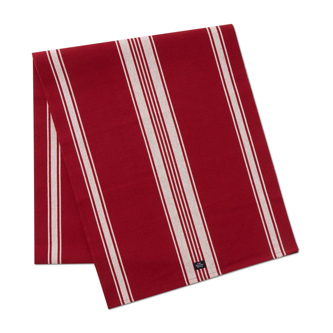 Striped Organic Cotton Rib -kaitaliina 50 x 250 cm, Red-white Lexington