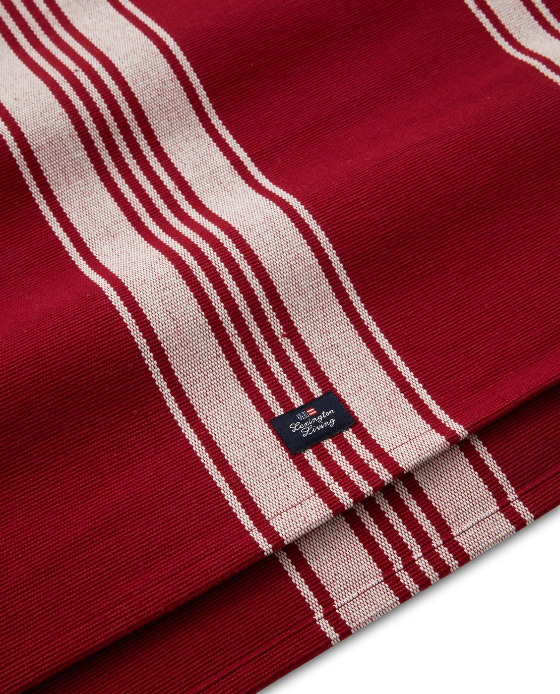 Striped Organic Cotton Rib -kaitaliina 50 x 250 cm, Red-white Lexington