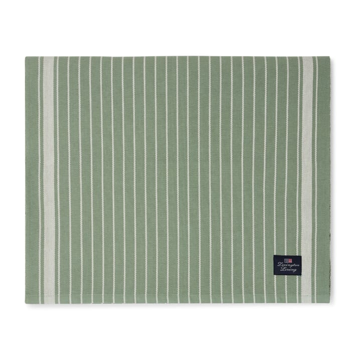 Striped Organic Cotton Rips -kaitaliina 50x250 cm - Green-white - Lexington