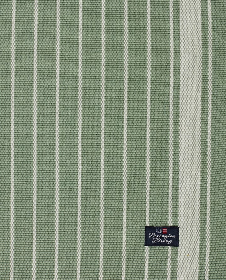 Striped Organic Cotton Rips -pöytätabletti 50x250 cm - Green-white - Lexington