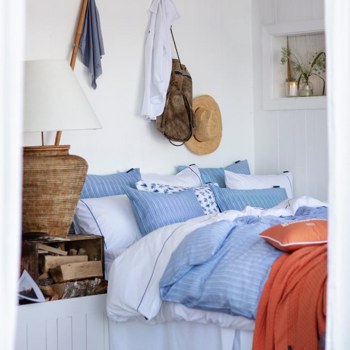 Striped Organic Cotton Sateen -pussilakanasetti - Blue-white - Lexington