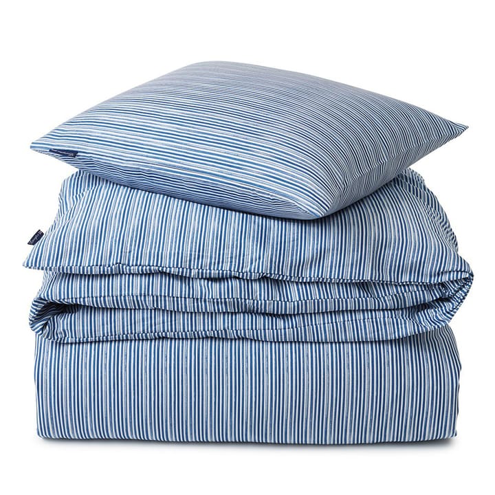 Striped Organic Cotton Sateen -pussilakanasetti - Blue-white - Lexington
