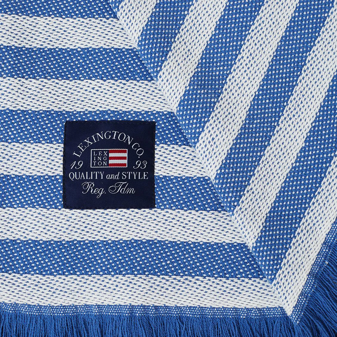 Striped Recycled Cotton -huopa 130 x 170 cm, Blue-white Lexington