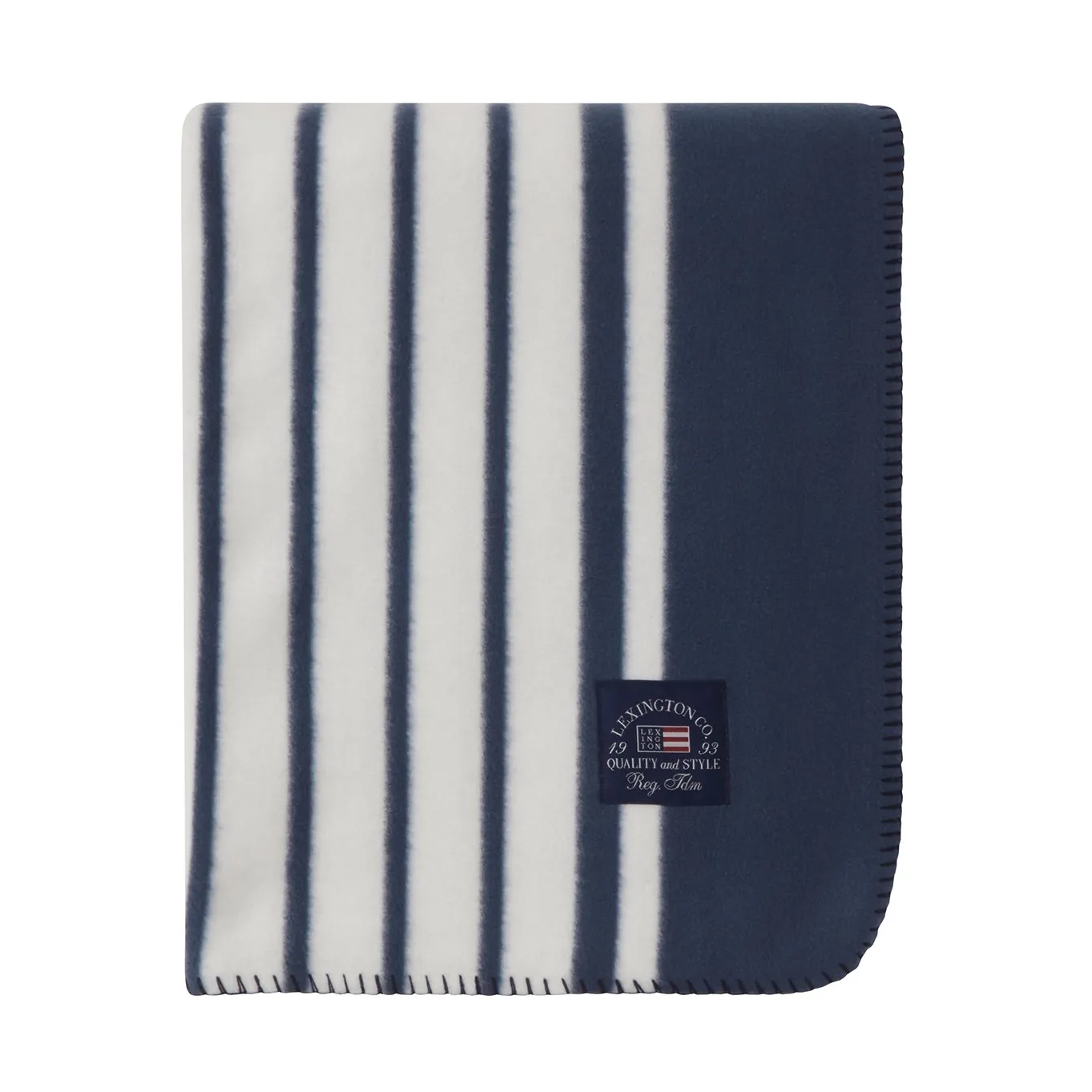 Striped Recycled Polyester fleecefiltti 130x170 cm, Navy Lexington