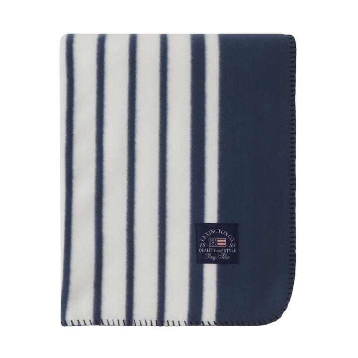 Striped Recycled Polyester fleecefiltti 130x170 cm - Navy - Lexington