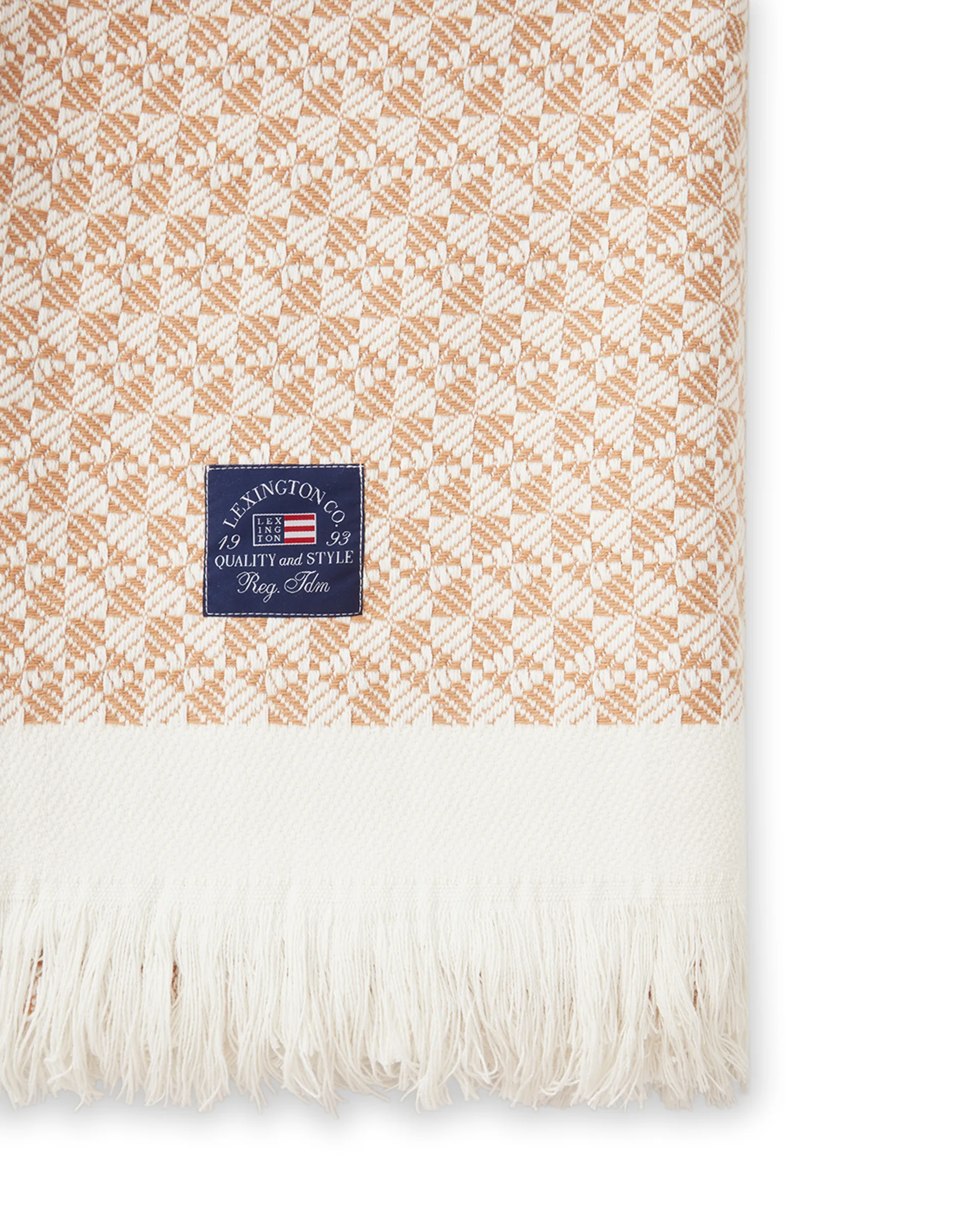 Striped Structured Recycled -puuvillahuopa 130 x 170 cm, Beige-valkoinen Lexington