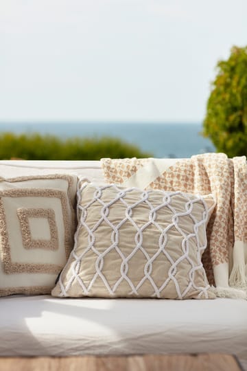 Striped Structured Recycled -puuvillahuopa 130 x 170 cm - Beige-valkoinen - Lexington