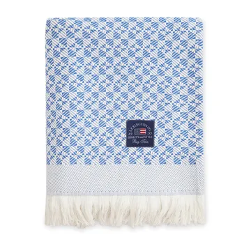 Striped Structured Recycled -puuvillahuopa 130 x 170 cm - Sininen-valkoinen - Lexington